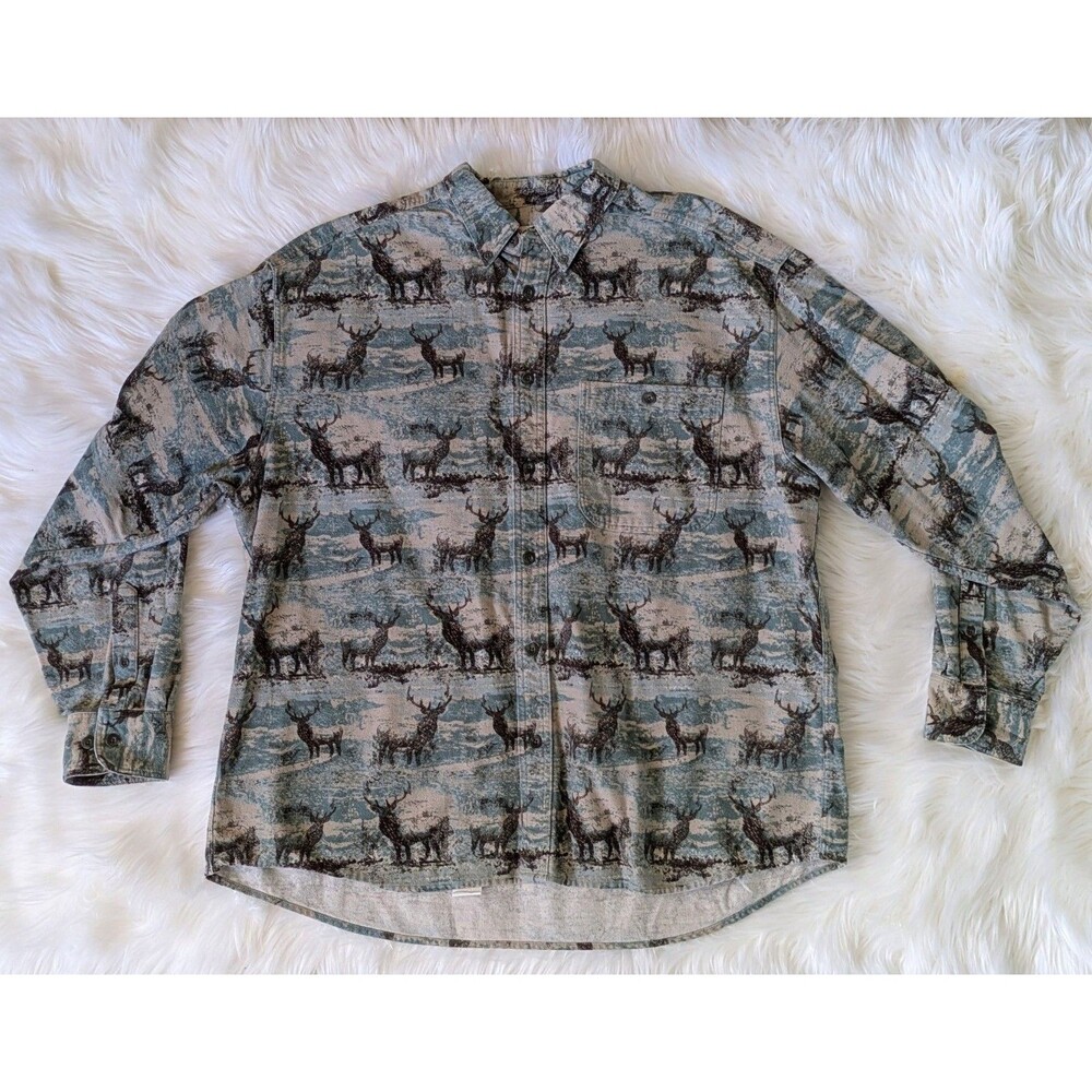 Cabelas Deerskin Soft Chamois Shirt Mens XL Whitetail Deer Buck Pocket